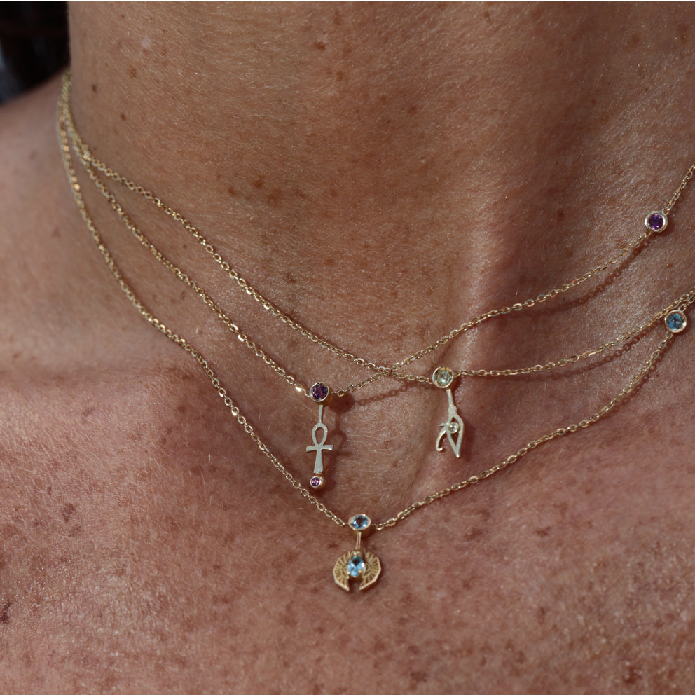 Sapphire & Diamond Eye of Horus Charm Pendant Necklace | Gold Boutique |  Gold Boutique